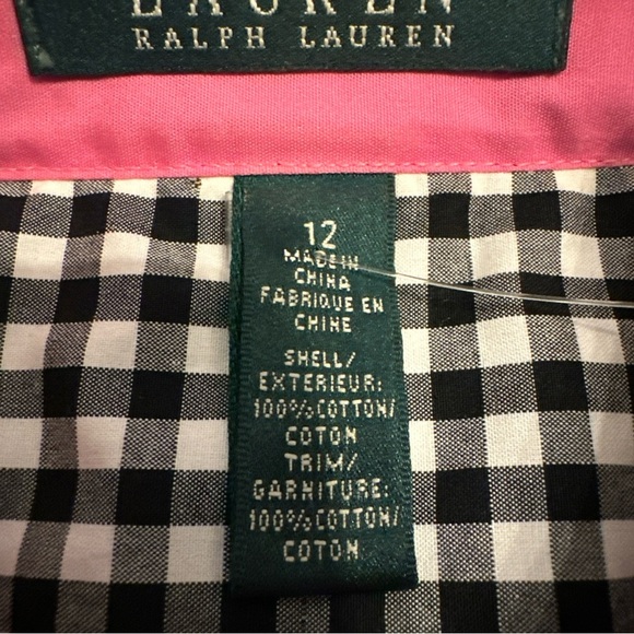 Lauren Ralph Lauren Womens Size 12 Gingham Flip Cuff Peplum Button-Up Shirt - Picture 8 of 14
